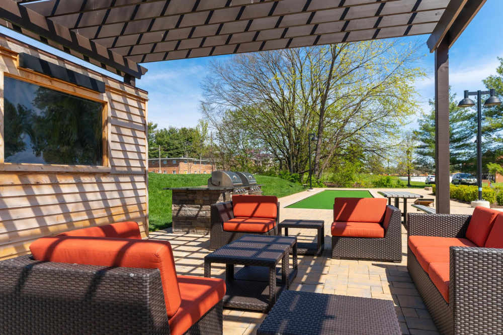 Outdoor patio at East of Market in Frederick, Maryland