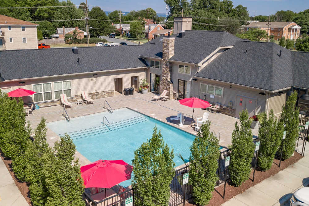 Ariel view of the pool at East of Market in Frederick, Maryland