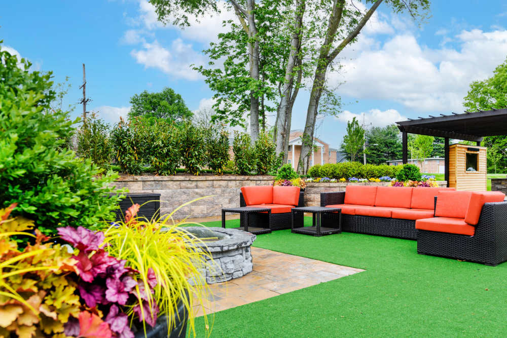 Outdoor community area at East of Market in Frederick, Maryland