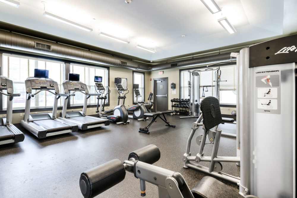 Resident gym at East of Market in Frederick, Maryland