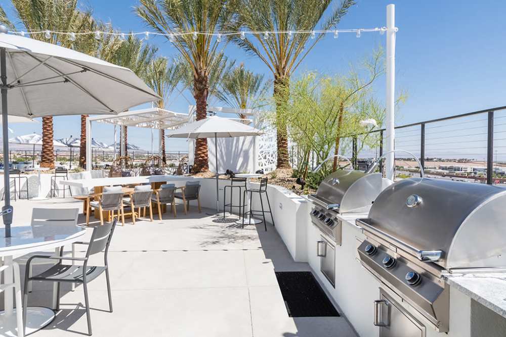 BBQ and dining area in our roof deck at The Ellison in Las Vegas, Nevada