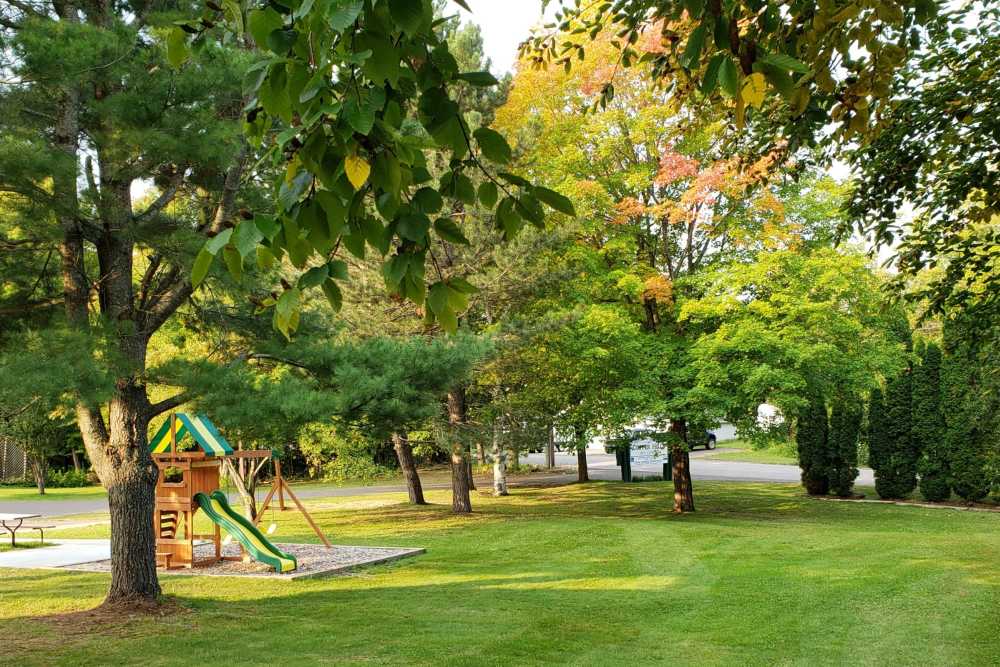 Park with slides at Copper Hills Apartments in Houghton, Michigan,
