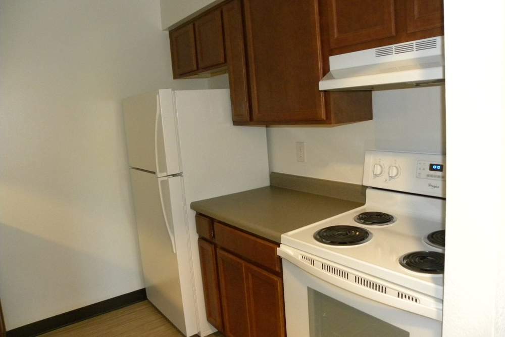 Modern kitchen at Copper Hills Apartments in Houghton, Michigan,