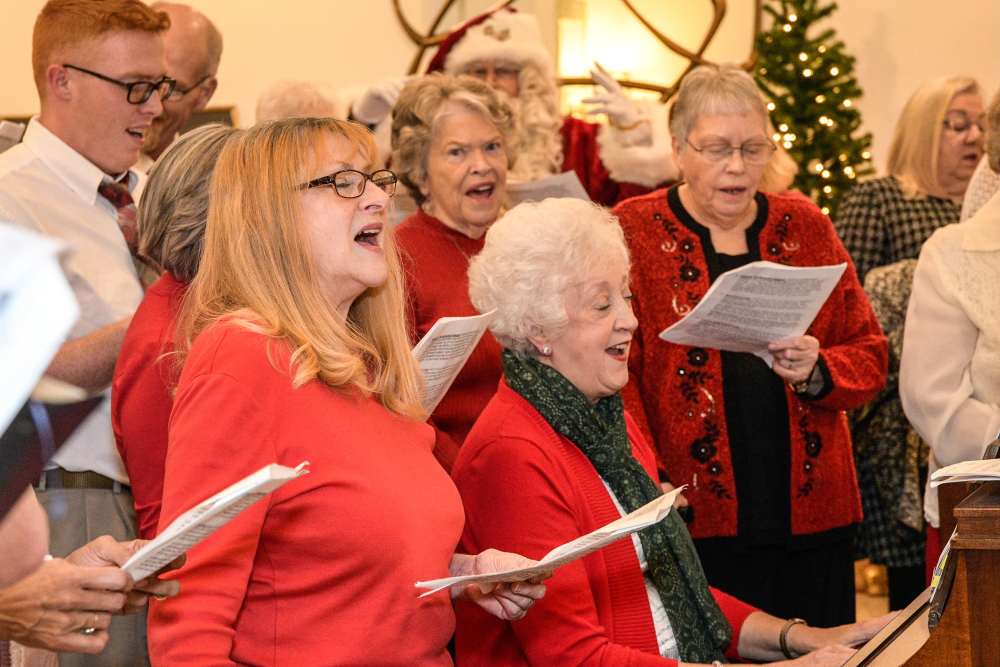 Residents singing a hymn at Smoky Springs in Gainesville, Georgia