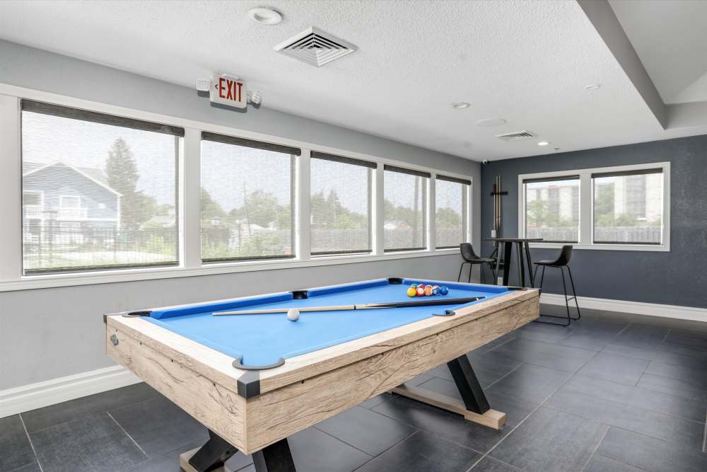 State-of-the-Art Clubroom with a Pool Table at GoodHomes Detroit in Detroit, Michigan