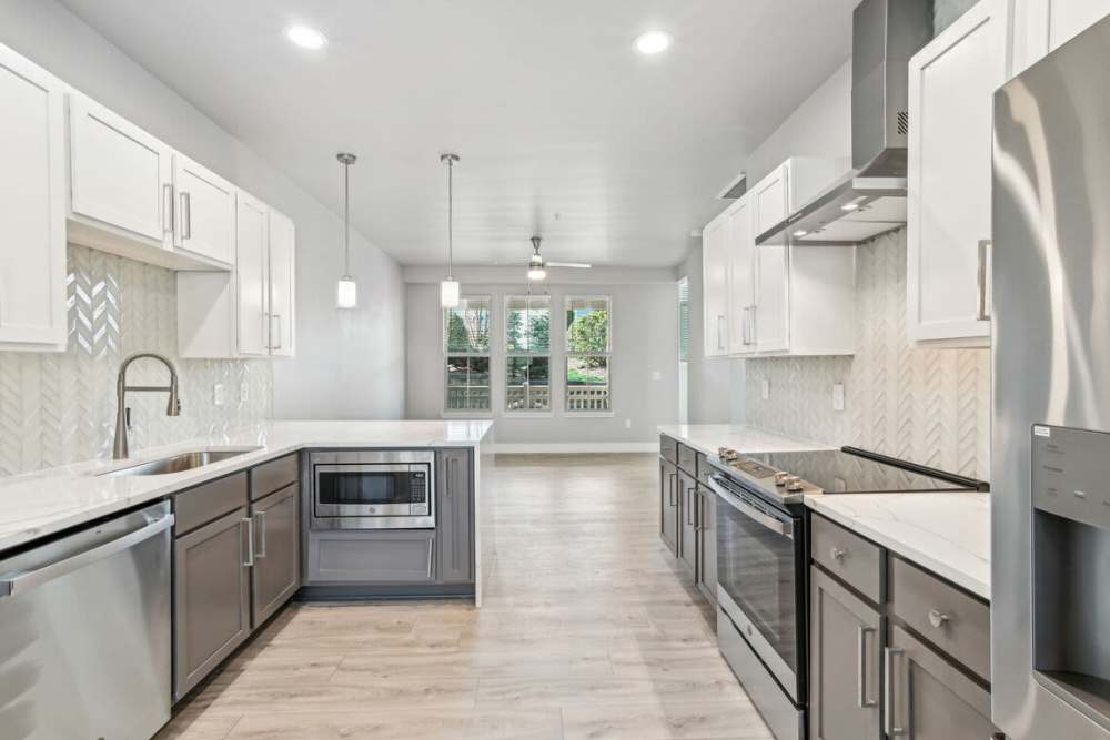 Modern kitchen at The Apartments at Brayden in Fort Mill, South Carolina