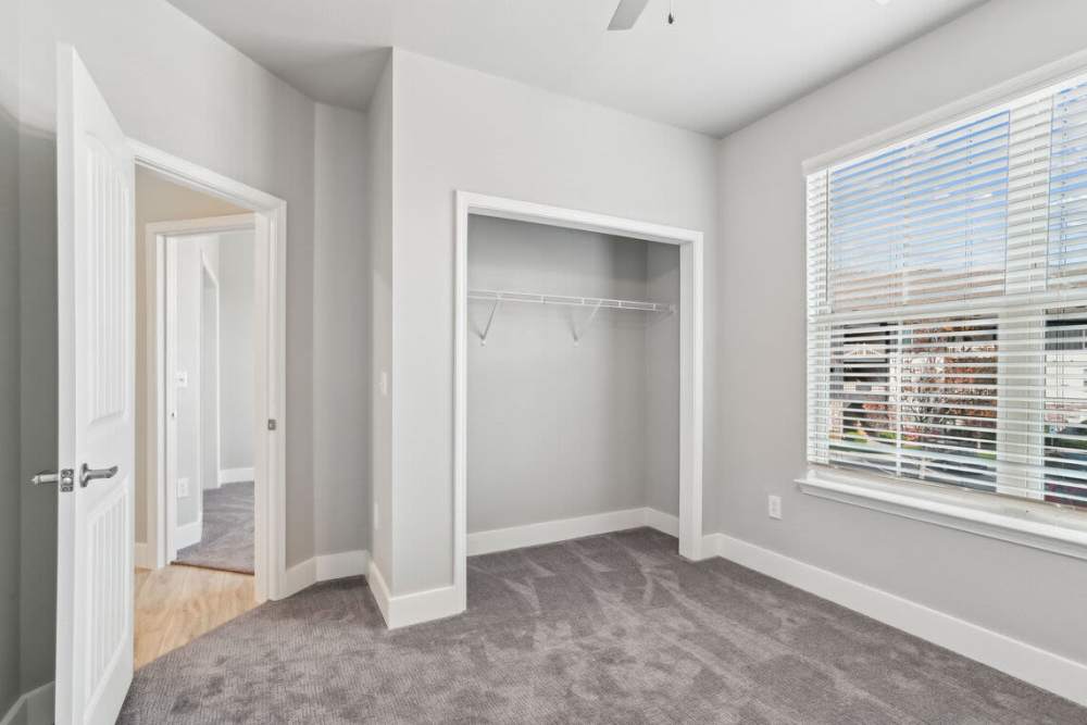 Bedroom with closet at The Apartments at Brayden in Fort Mill, South Carolina