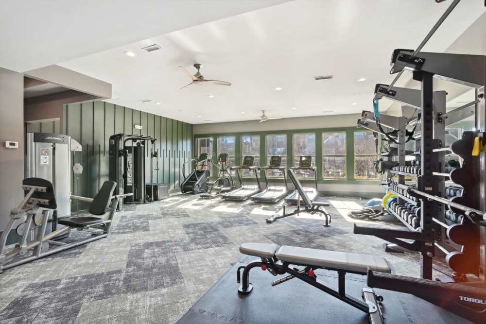 Fitness center at The Apartments at Brayden in Fort Mill, South Carolina