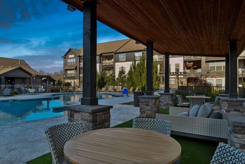 Pool seating at The Apartments at Brayden in Fort Mill, South Carolina