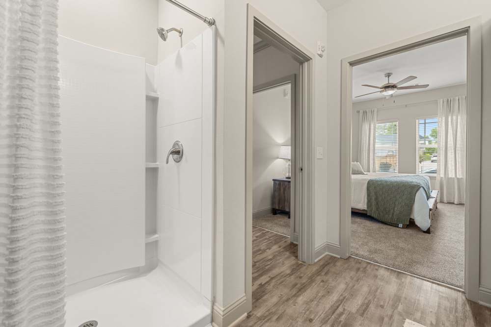 Extended are of the bathroom at Caliber at Hyland Village in Westminster, Colorado