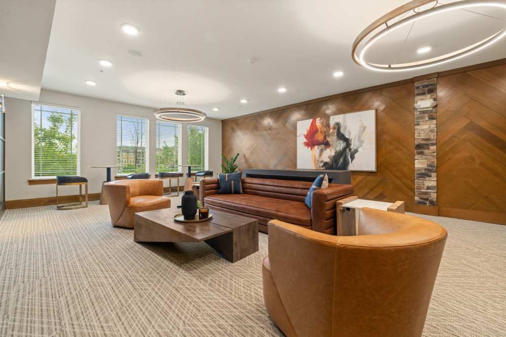 Wide shot of the waiting area in  Caliber at Hyland Village in Westminster, Colorado
