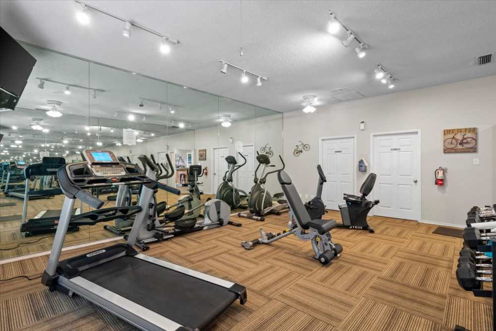 Fitness center at Pear Ridge in Dallas, Texas