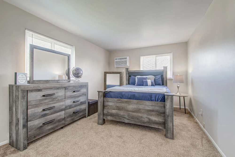 Spacious bedroom with cozy and comfortable bed at Hidden Creek, Crown Point, Indiana