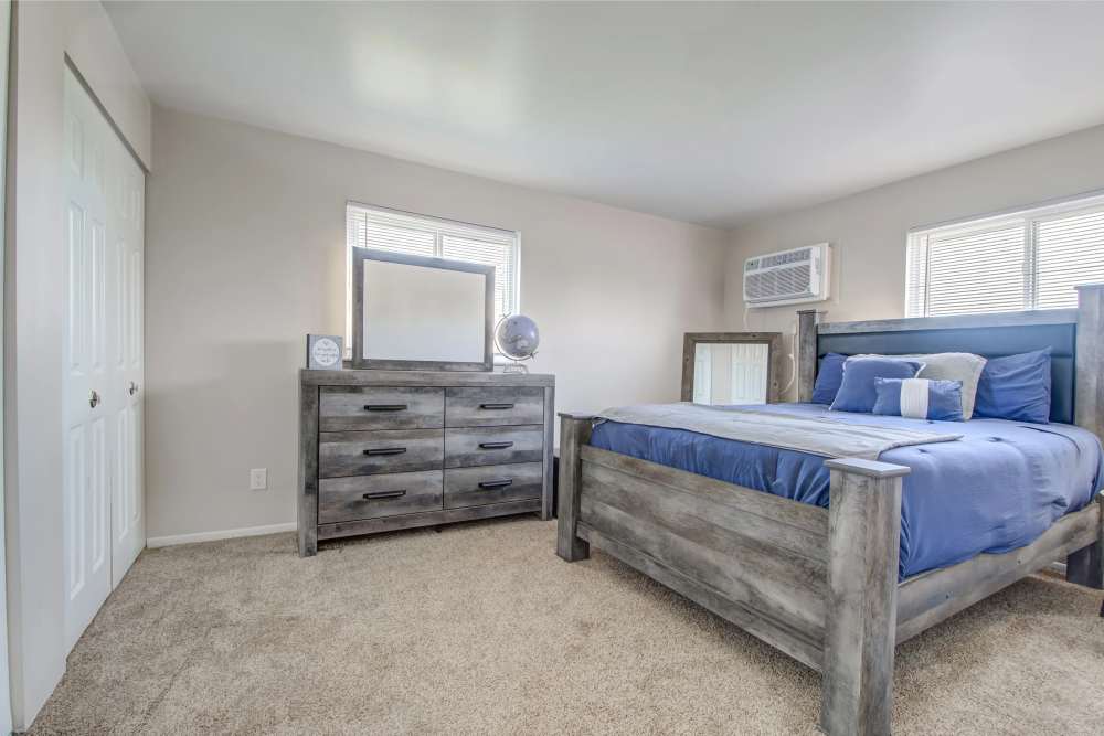 Bright bedroom with cozy bed at Hidden Creek, Crown Point, Indiana