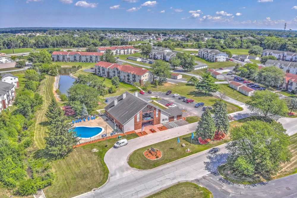 Aerial view of the apartment at Hidden Creek, Crown Point, Indiana
