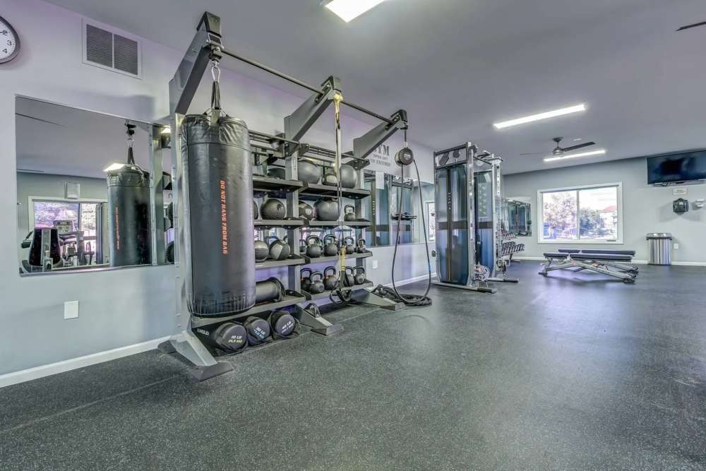 Fitness studio with mirror and lights at Hidden Creek, Crown Point, Indiana