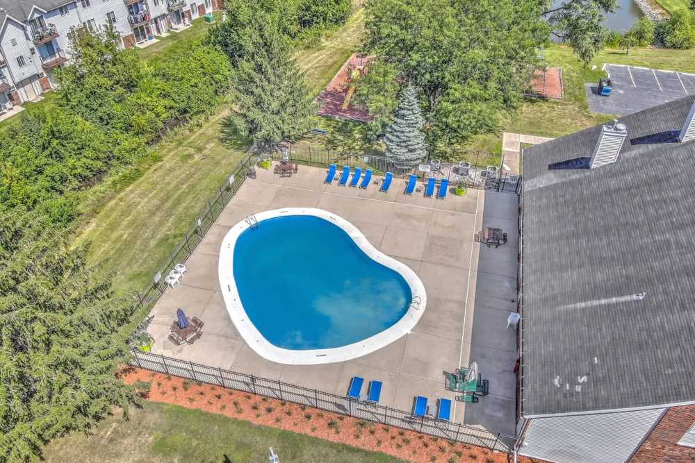Aerial view of the pool at Hidden Creek, Crown Point, Indiana