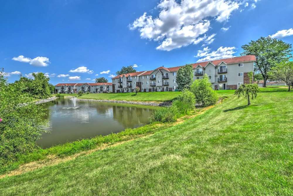 View of the apartment and greenery at Hidden Creek, Crown Point, Indiana
