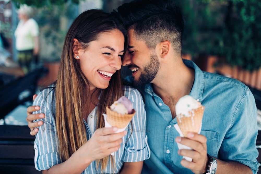 Resident couple enjoying ice cream near Cross Creek in Columbus, Georgia