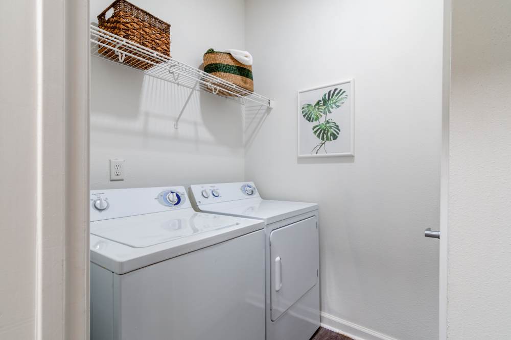 Laundry area at Cornerstone Apartments in Independence, Missouri. 