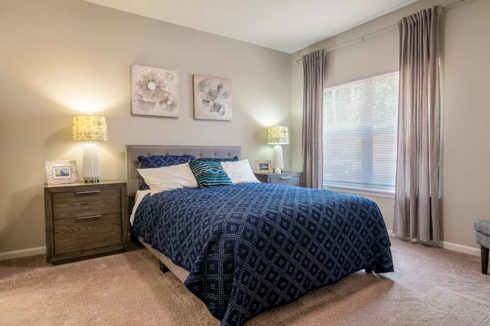 Spacious bedroom at Cornerstone Apartments in Independence, Missouri. 