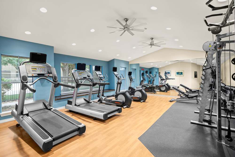 Modern fitness center at Villas at Oakwell Farms in San Antonio, Texas