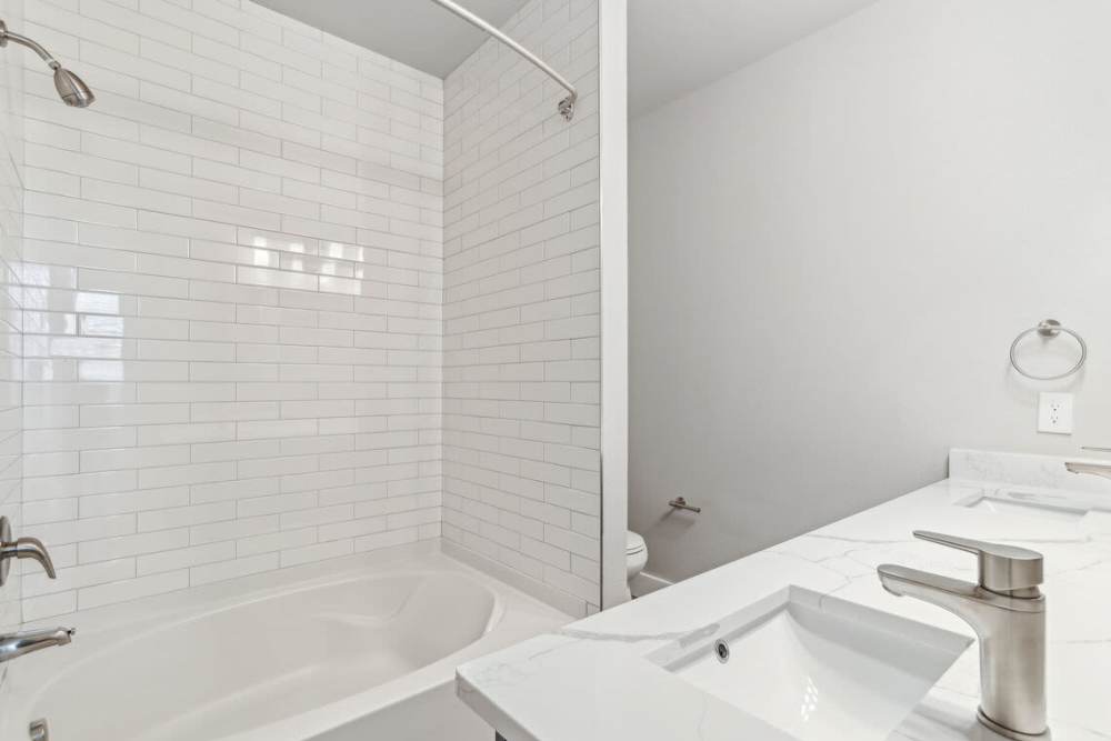 Bathroom with nice details at The Apartments at Brayden in Fort Mill, South Carolina