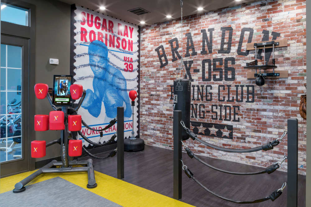 Boxing area in the fitness center at Sole at Brandon in Riverview, Florida