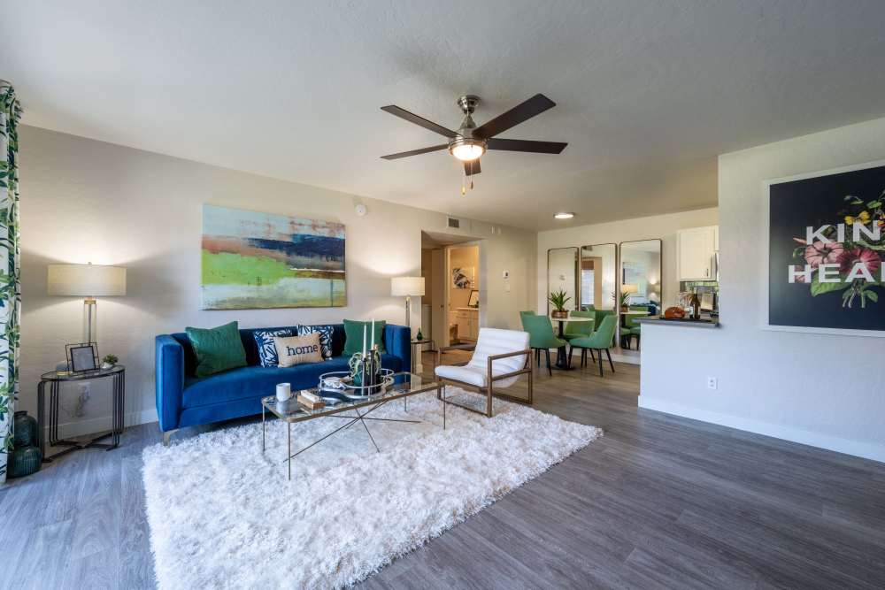 Nice open living room at Crestone at Shadow Mountain in Phoenix, Arizona