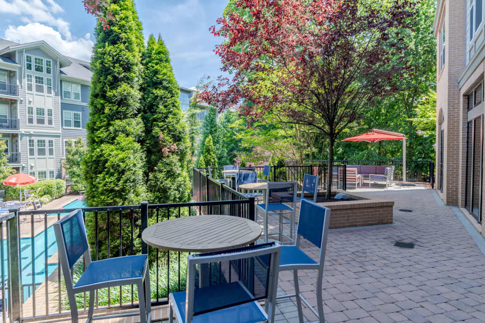 Outdoor seating area at Echelon at Odenton in Odenton, Maryland