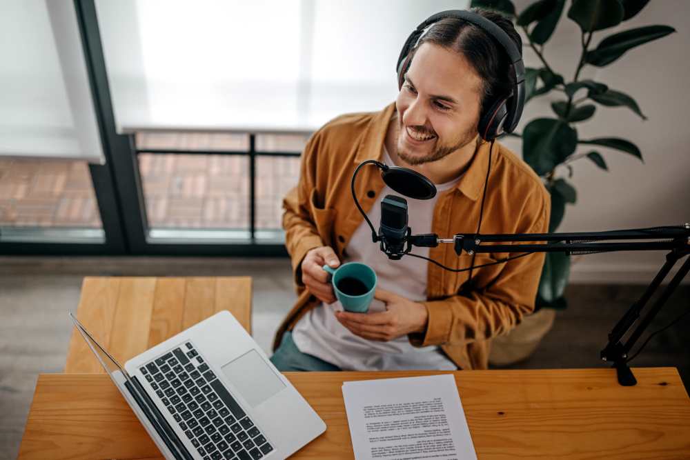 Resident podcasting in their home at Union Terminal Warehouse in Jacksonville, Florida
