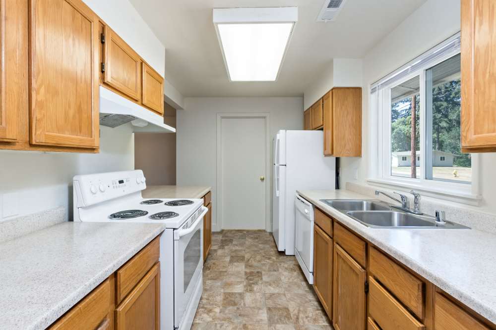 Galley Kitchen with Energy Efficient Appliances