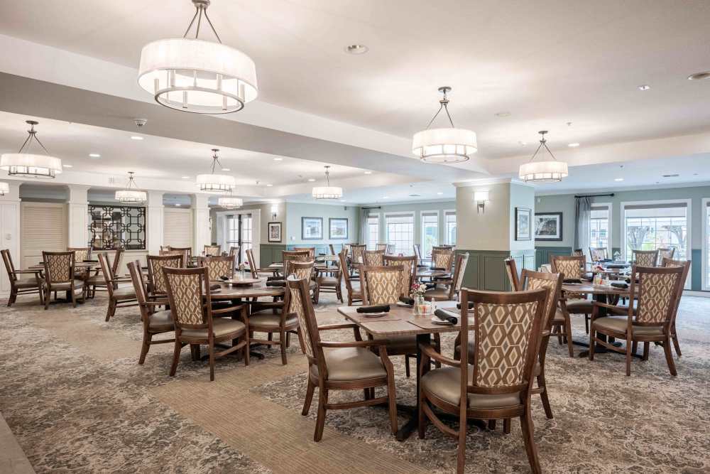 Dining room at Merrill Gardens at Santa Maria in Santa Maria, California. 