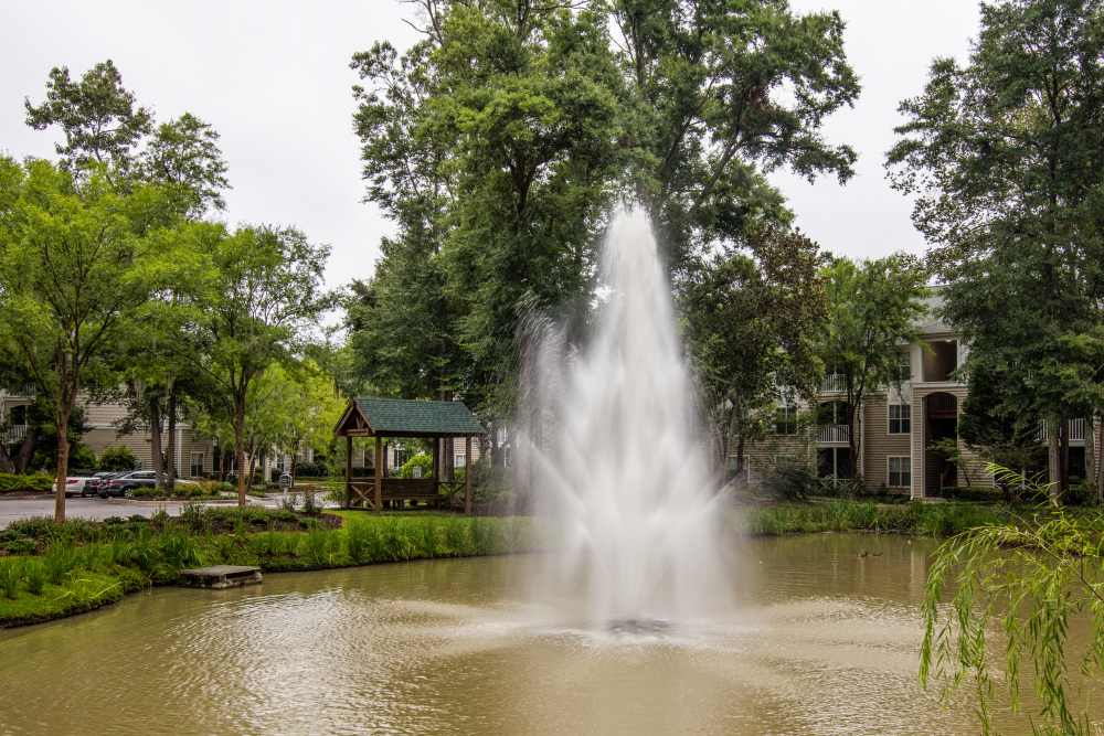 Water fountain water feature at The Grove at Oakbrook in Summerville, South Carolina