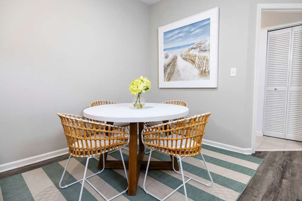 Dining room table in a model home at Heron Reserve in Charleston, South Carolina