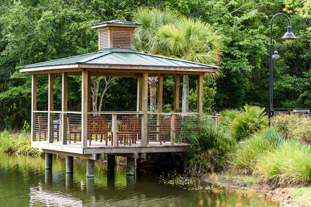 Gazebo and greenery at Heron Reserve in Charleston, South Carolina