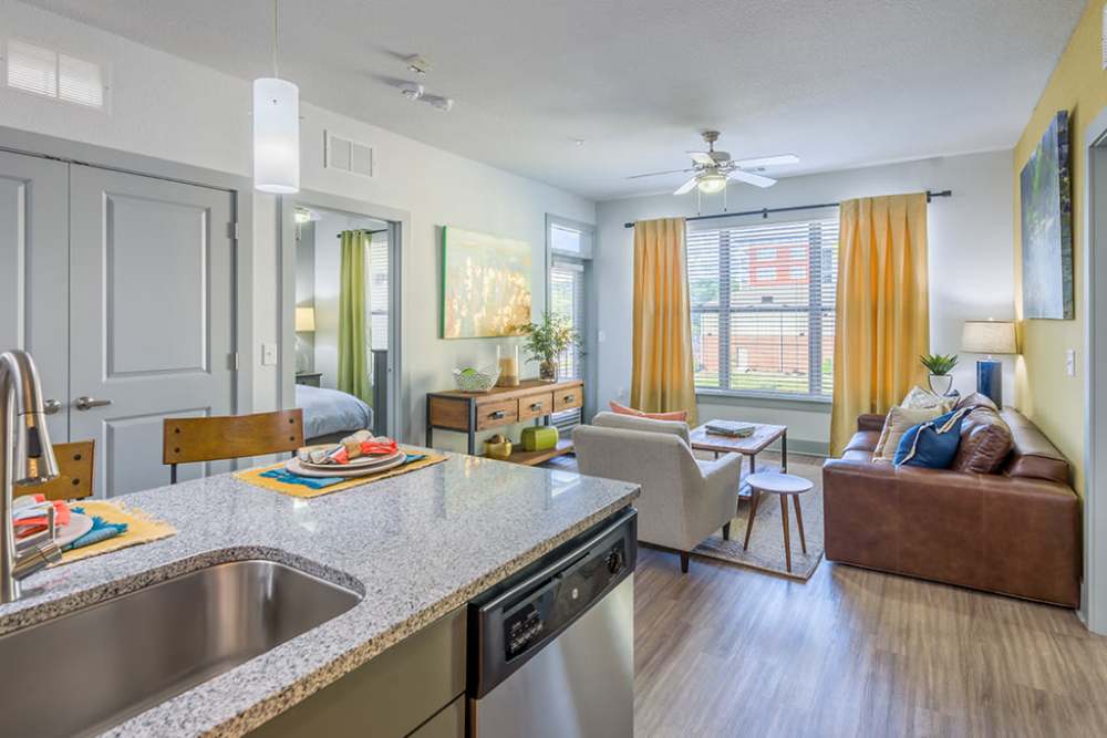 Modern kitchen in a model home at The District in Asheville, North Carolina