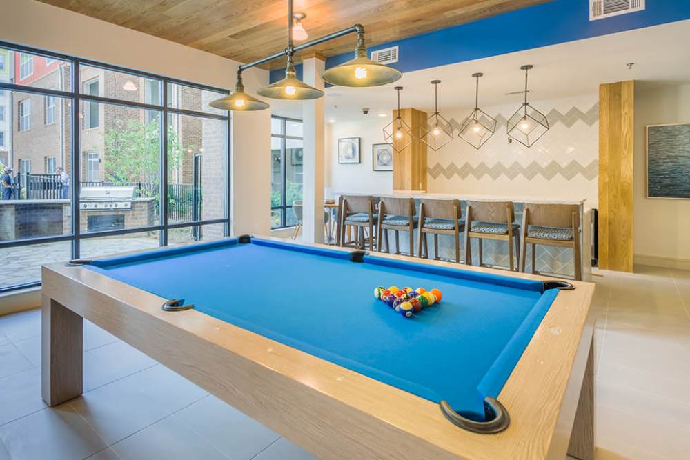 Billiard table in our clubhouse at The District in Asheville, North Carolina