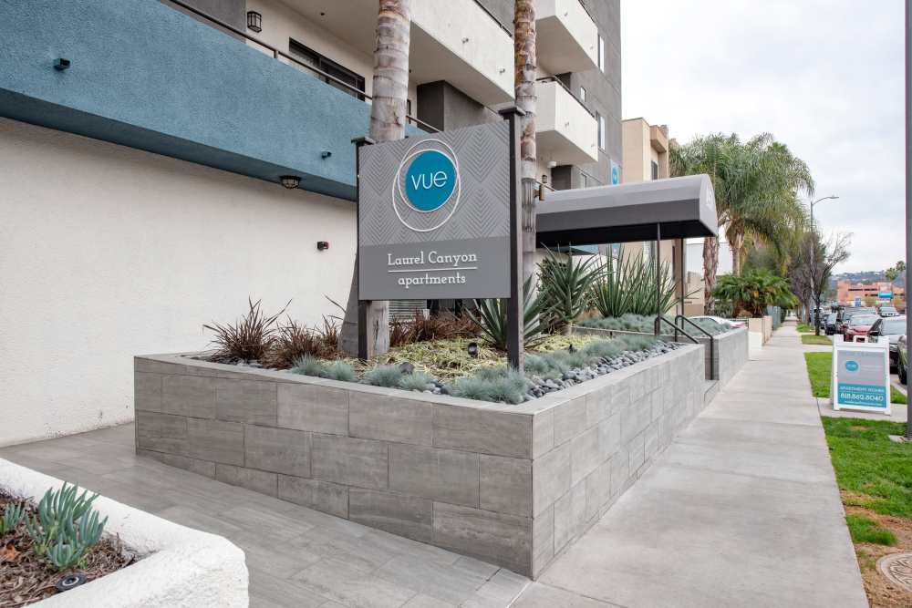 The sign in front of Vue at Laurel Canyon in Valley Village, California