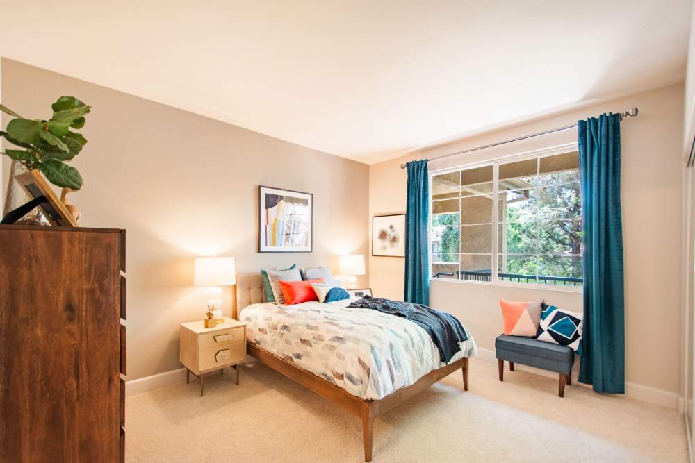 Cozy bedroom at Waterstone Media Center in Burbank, California