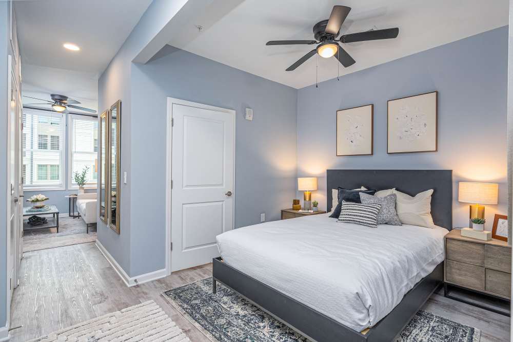Cozy bedroom at The Addie in Savannah, Georgia