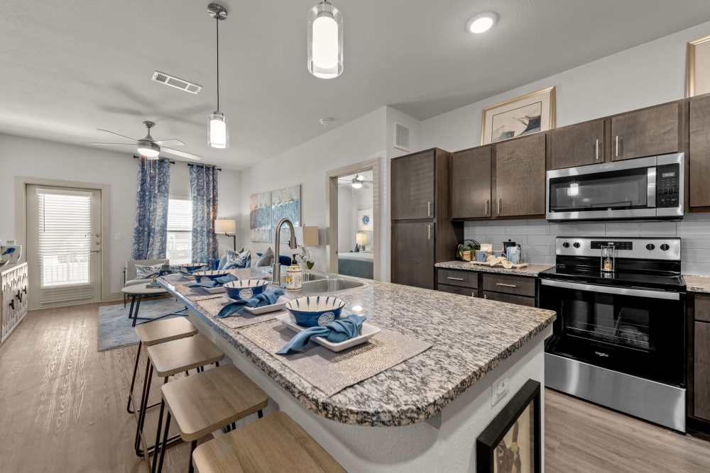 Kitchen counter top view at Grand At Cibolo in Cibolo, Texas