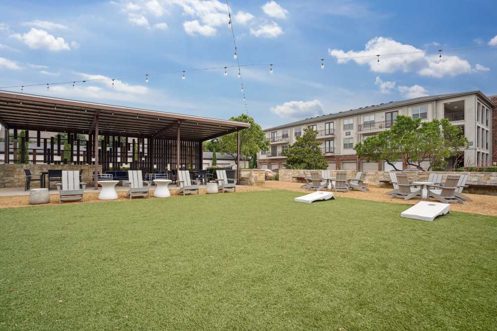 Outdoor community area at Flatiron District at Austin Ranch in The Colony, Texas