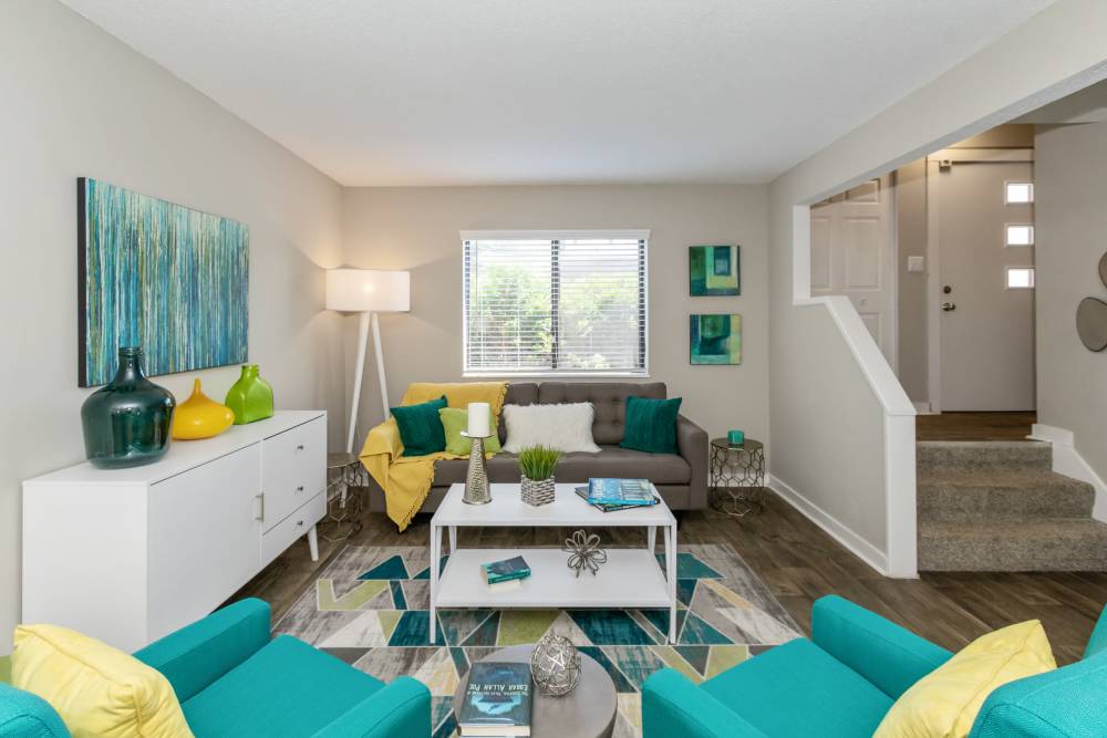 Model living room at The Preserve on Allisonville in Indianapolis, Indiana