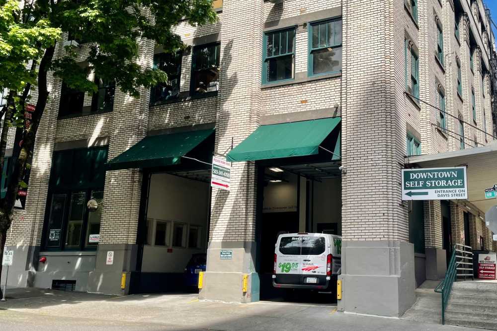 Storage facility loading bays at Downtown Self Storage - Davis Street in Portland, Oregon