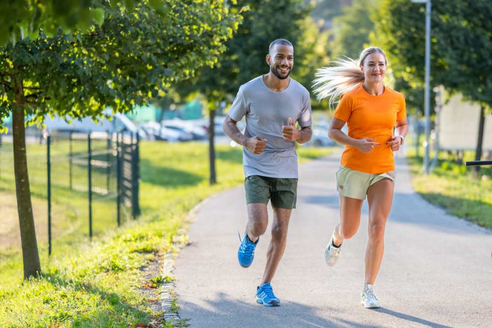 Residents running on trail near Union Terminal Warehouse in Jacksonville, Florida