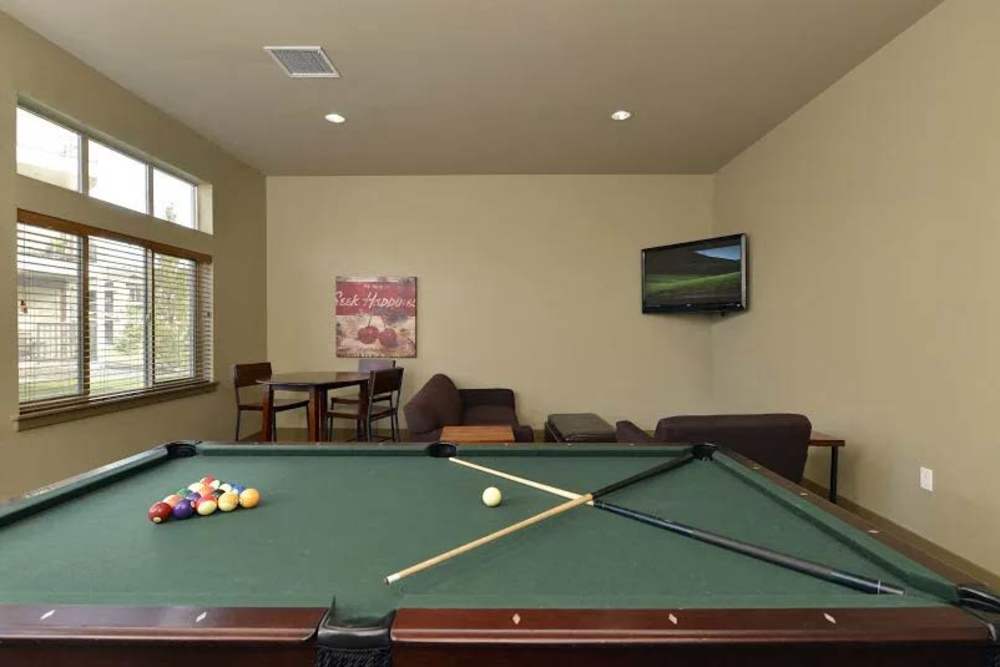 Pool table in the game room at Copper Valley in Puyallup, Washington