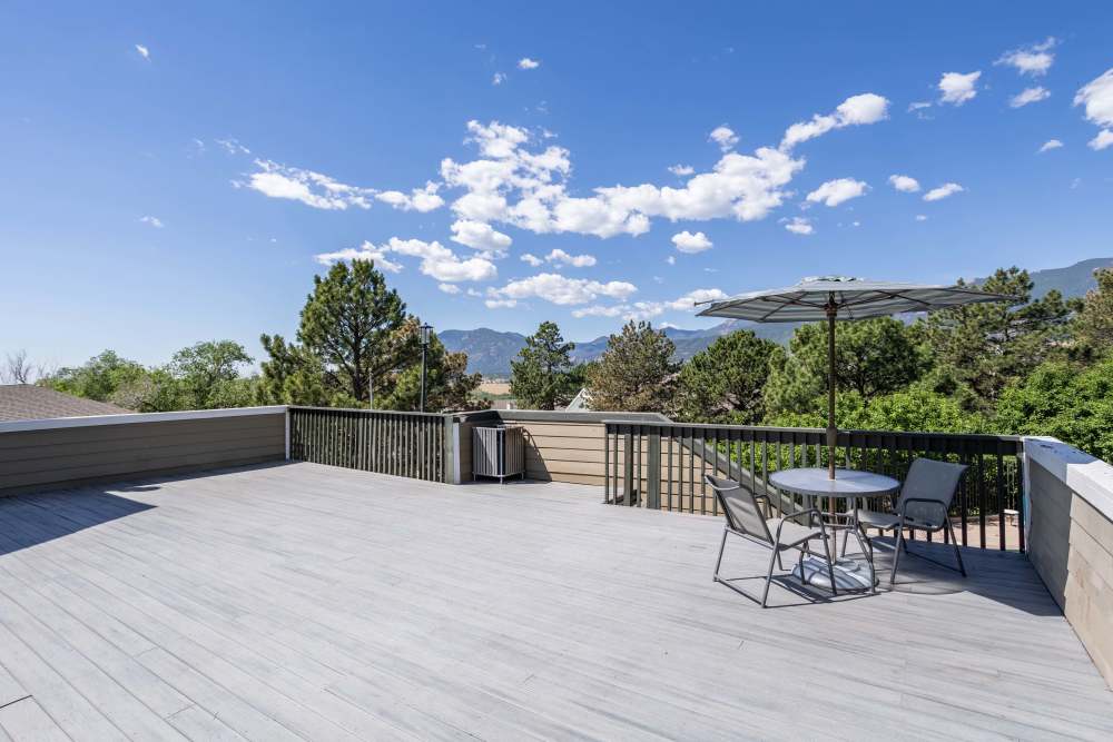 A Spacious Sundeck at The Knolls at Sweetgrass Apartment Homes in Colorado Springs, Colorado.