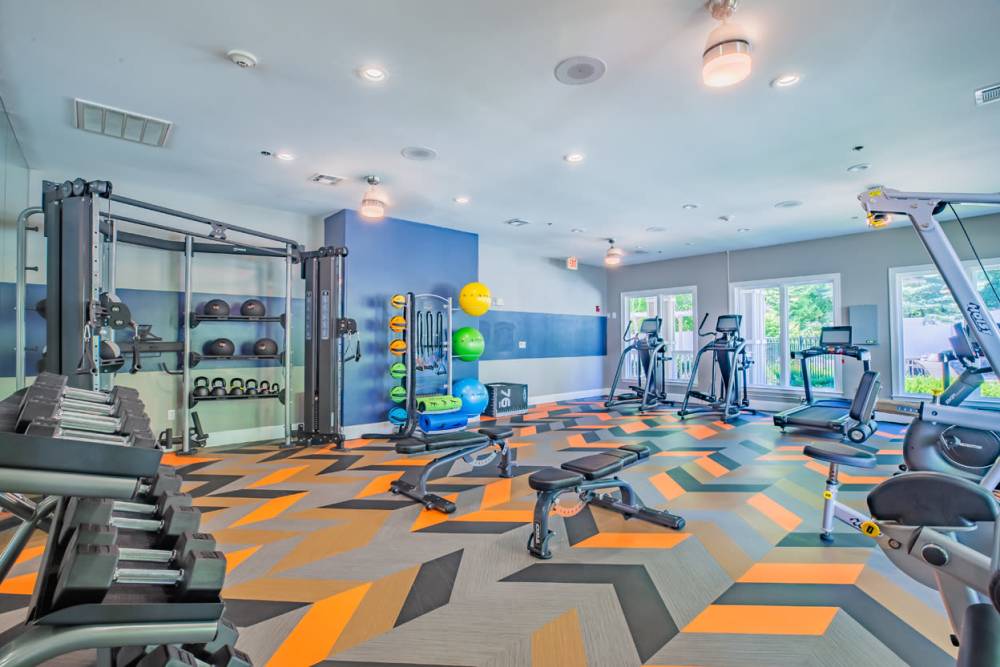 Fitness center with cardio equipment Villas at Old Concord in Billerica, Massachusetts