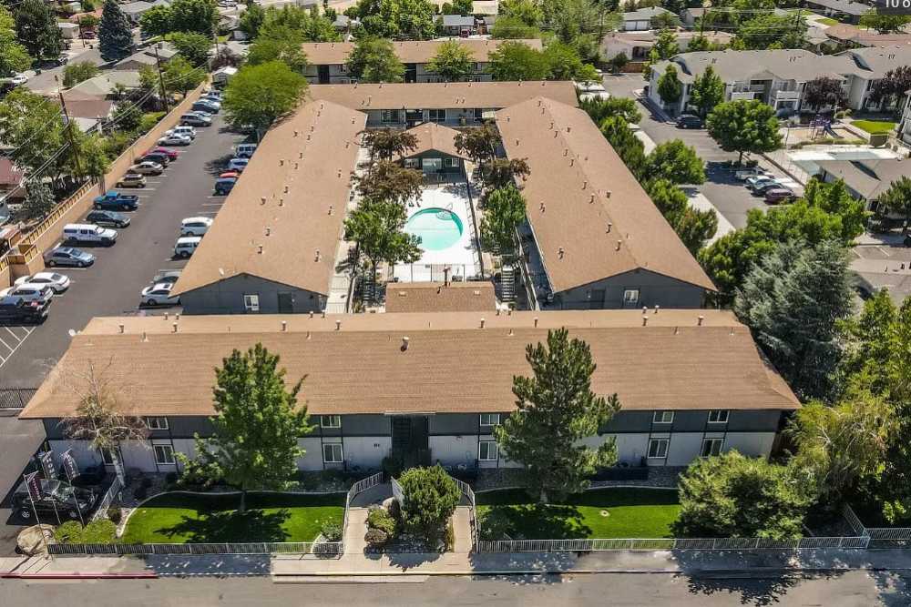 Aerial view housing community at Kirman Garden in Reno, Nevada